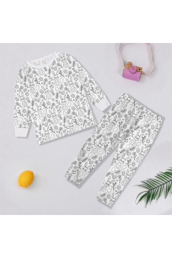 Kids Boys Girls Easter Coloring Pajamas - Soft Bamboo Viscose 2-Piece Unisex PJs Set, Snug Fit Color Your Own Pajamas