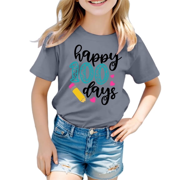 YUEHUA Kids Little Girls 100 Days of School Shirt Little Miss 100 Days Donut Pencil Student T-Shirt