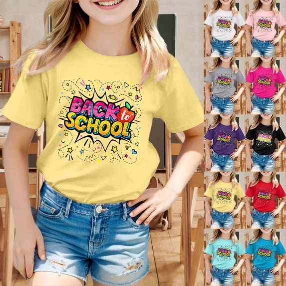 YUEHUA Last Day Of School Shirts for Girls Relaxed Fit Breathable O Neck Short Sleeve First Day Of Preschool Tshirt Little Kids 2026 Back To School Gift Tee