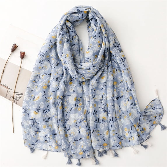 YUEHUA Lightweight Cotton Linen Shawl for Women Soft Floral Scarf Wrap for Evening Dresses Wedding Bridal Party Travel