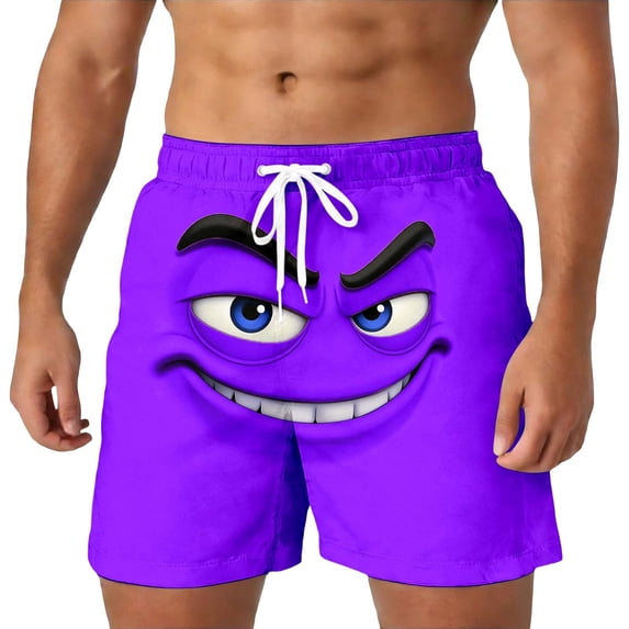 YUEHUA Men's 3D Cartoon Face Swim Trunks Quick Dry Board Shorts Funny Hawaiian Beach Vacation Bathing Suits with Pockets