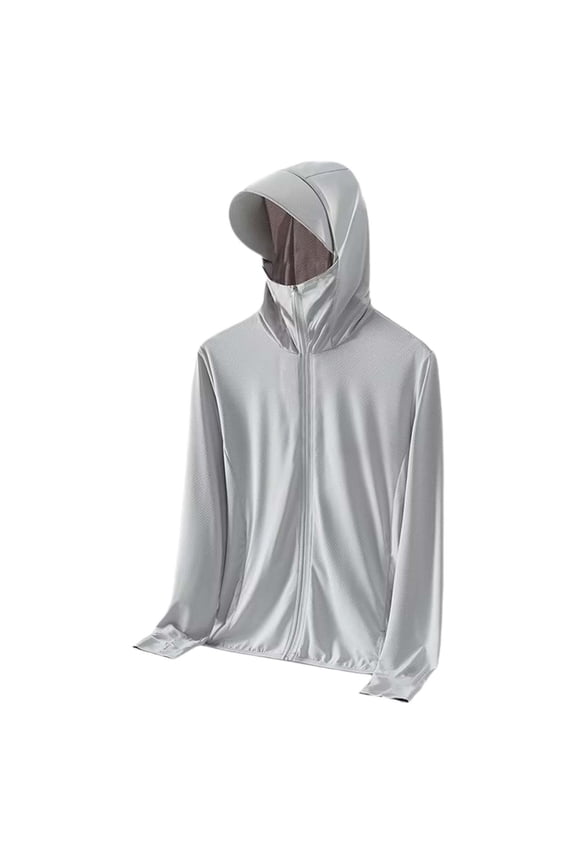 Men’s Full Face Cover Hooded Sun Protection Jacket, Quick Dry UV Block Coat, Breathable Outdoor Hoodie for Fishing, Hiking and Daily Activities