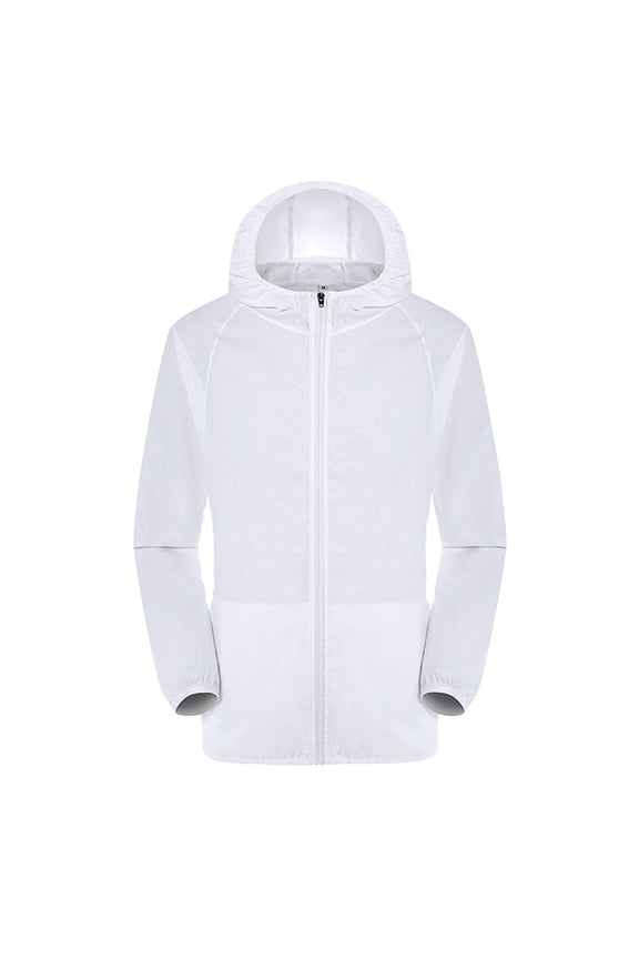 Men's UPF 50+ Sun Protection Outdoor Lightweight Full Zip Hoodie Foldable Rain Jackets Waterproof Raincoat Long Hooded Rain Coats Outdoor Active Windbreaker Trench Coat