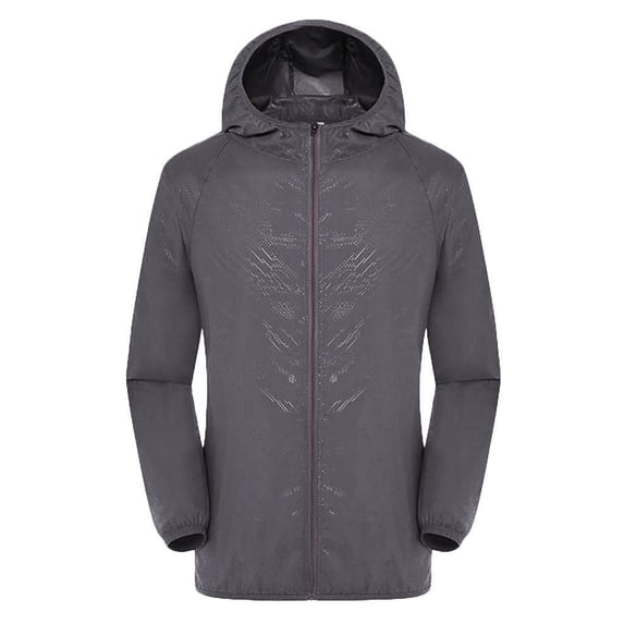 YUEHUA Men's UPF 50+ Sun Protection Outdoor Lightweight Full Zip Hoodie Foldable Rain Jackets Waterproof Raincoat Long Hooded Rain Coats Outdoor Active Windbreaker Trench Coat