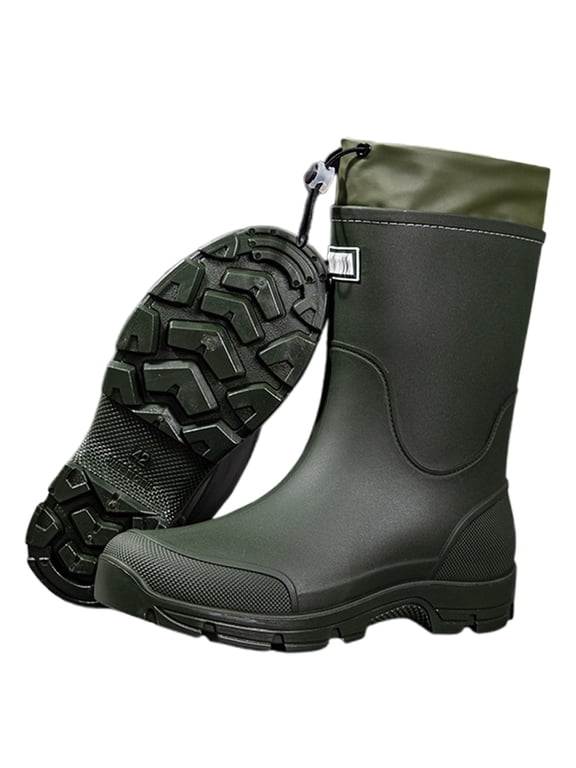 Mens Rain Boots, Outdoor Hiking Shoes, Low Heel Comfortable Camping Boots, All Seasons, Waterproof Rain Boot, On Boots for Men, Anti- Shoes