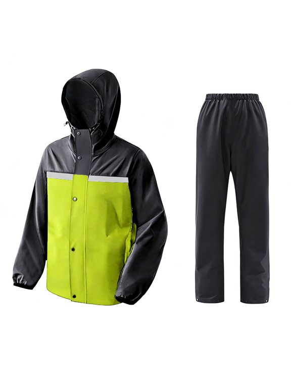 Motorcycle Rain Suit for Adults, Two Piece Riding Raincoat Heavy Rain Gear, Waterproof Windproof Reflective, Comfortable Breathable Outdoor