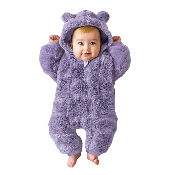 YUEHUA Newborn Baby Bear Outfit Suit Girls Boys Fleece Jumpsuit Romper Hooded Coat Winter Clothes Outwear Snowsuit Coat, 12-18 Months