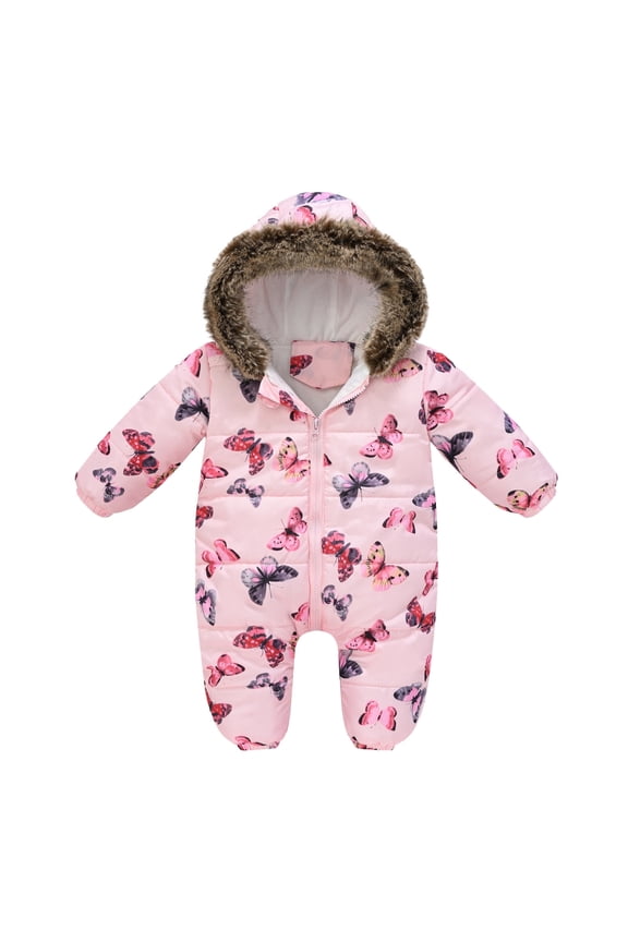 Baby Snowsuit Cute Boys Clothes Toddler Girl Warm Snow Suits Jacket Jumpsuit Romper for , 0-3 Months