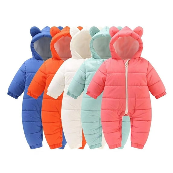 YUEHUA Newborn Girls Snowsuit - One Piece Infant Winter Suit Breathable Hooded Baby Winter Warm Hooded Clothes Jumpsuit Outfits Red, Size 3-6 Months