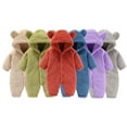 thumbnail image 1 of YUEHUA Newborn Outfit Infant Boys Girls Snowsuit Winter Coat Solid Bear Warm Fleece Hooded Romper Jumpsuit Outfits, 1 of 4