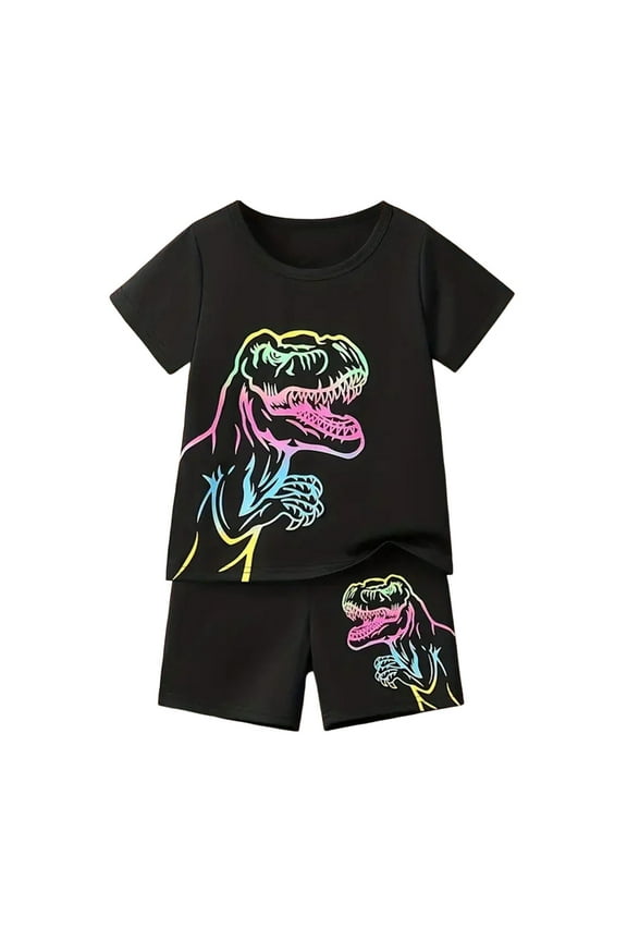 Outfit for Boys Size 8 Boys Short Sleeve Cartoon Dinosaur Prints T Shirt Tops Shorts Child Kids Outfits,Size 9-10 Years