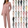 thumbnail image 1 of YUEHUA Pajama Sets for Women 2 Piece Pants Cute Button Up Long Sleeve Nightwear Pj Lounge Sets With Long Pants - Sleepwear & Loungewear, 1 of 8