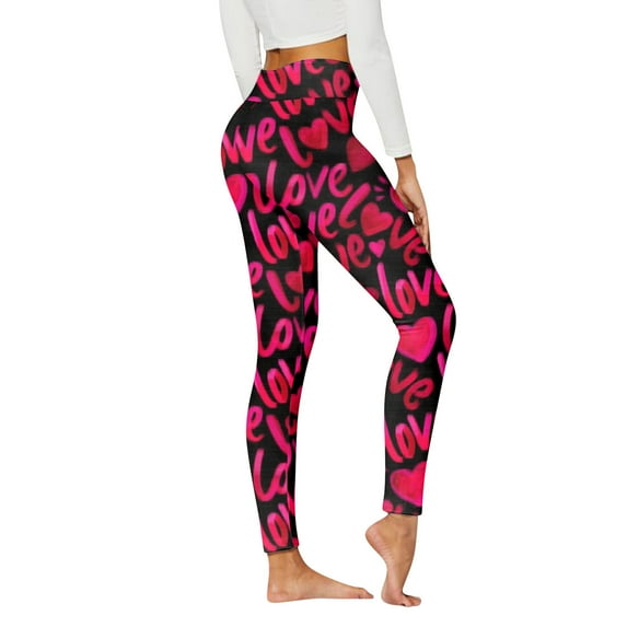YUEHUA Plus Size Leggings for Women Lightweight Brushed Casual Heart Pattern Spring Warm Pantyhose Thick Workout Leggings Valentine's Day Gifts