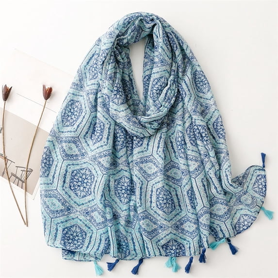 YUEHUA Shawl Scarf Women Lightweight Floral Paisley Cotton Linen Wrap for Evening Dresses Wedding Formal Daily Gift