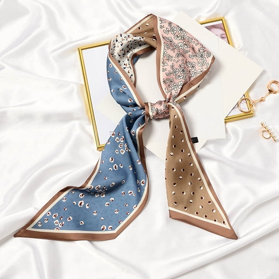 YUEHUA Silk Scarf Bandana Women Square Satin Hair Wrap Head Scarf Lightweight Neck Scarves Floral Design