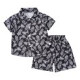 thumbnail image 1 of YUEHUA Summer Outfits for Baby Boys 3-6 Months Boys Hawaii Outfit 2Pcs Set Summer Beach Button Down Shirt Top + Shorts Kids,Size 12-18 Months, 1 of 4