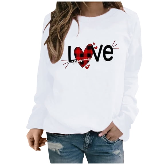 YUEHUA Sweatshirt for Women Plus Size Loose Casual Lightweight Round Neck Valentine's Boho Flowers Tee Cute Summer Graphic Shirts Long Sleeve T Shirt, Size XL