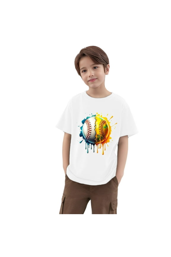 Tee Shirts for Boys Short Sleeved T Shirt for Boys With Cartoon Patterns of Small Medium And Large Kids' Round Neck Designs Suitable, Size 5-6 Years