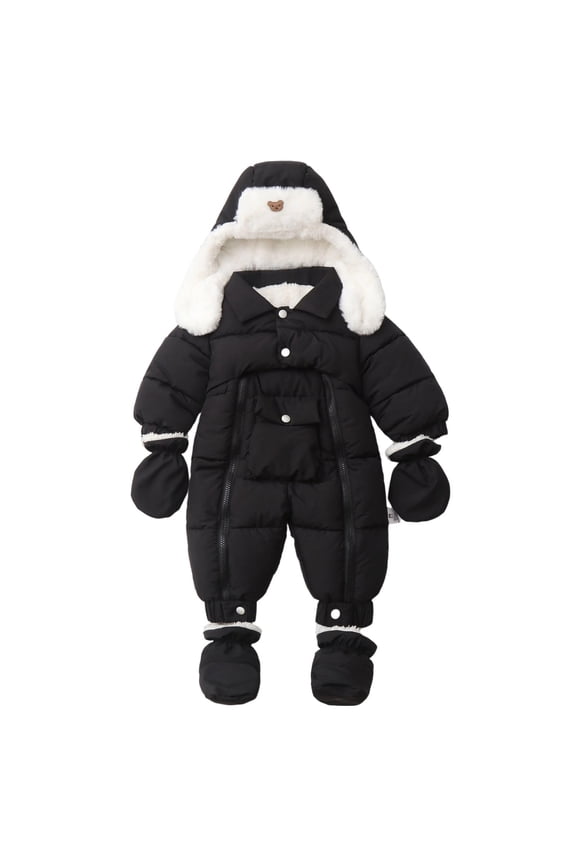 Toddler Baby Snowsuits 9-12 Months Boy Girl Romper Jacket Hooded Jumpsuit Warm Coat Outerwear Winter Snow Suits for on Clearance, 12-24 Months