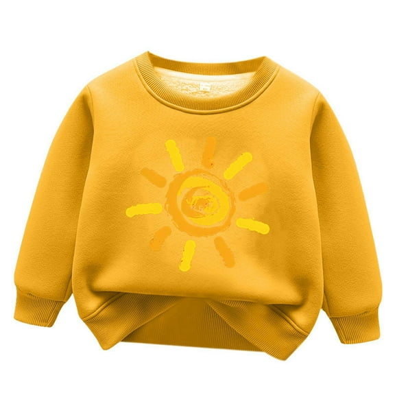 YUEHUA Toddler Boy Pullover Hoodie Long Sleeve Soft Lightweight Solid Color Fall Winter Casual Thick Crewneck Children's Wear Tops for Girls, Size 6-7 Years