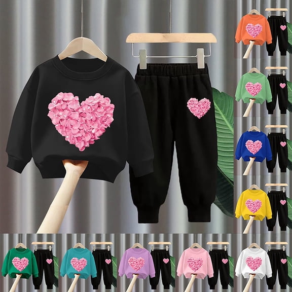 YUEHUA Toddler Boys Long Sleeve Fleece Sweatshirt and Pants Set 2 Piece Fall Winter Clothes Toddler to Little Kid 2-8 Years