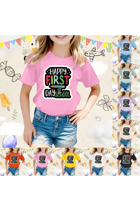 Toddler First Grade Shirt Retro Cute O-Neck Short Sleeve First Day, Back To School Shirts Tee Tops