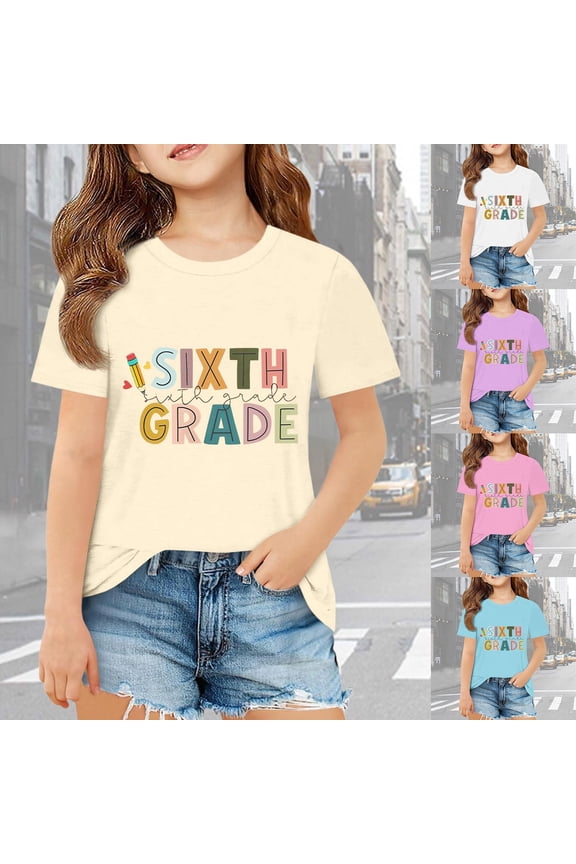Toddler First Grade Shirts Trendy Quick Dry O Neck Short Sleeve Hello First/second/third Grade Tshirt Back To School Tees Tops