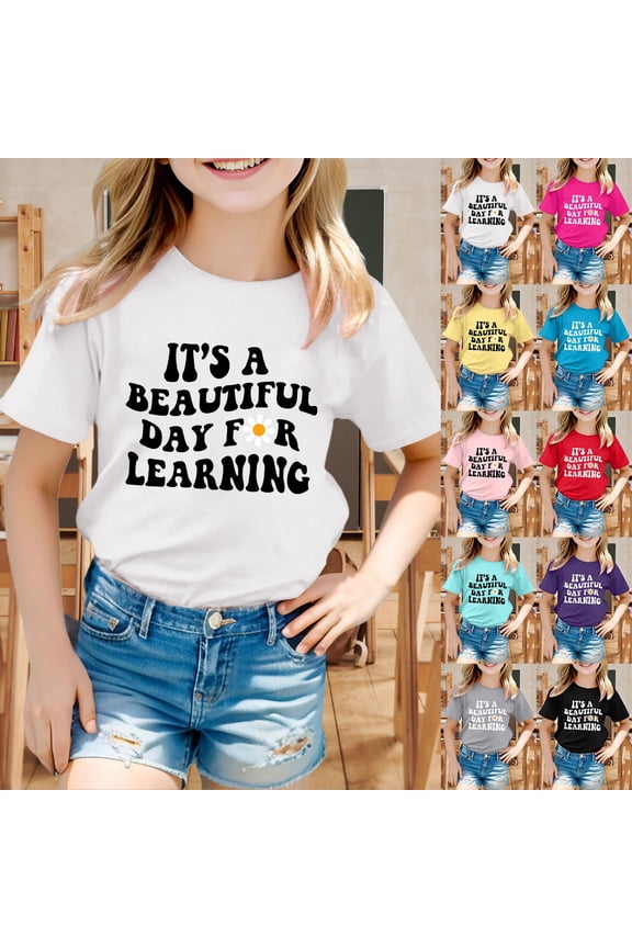 Toddler Girl Graduation Shirt Relaxed Fit Quick Dry O-Neck 1/4 Sleeve Preschool Pencil Bow Girls First Day Of School T-Shirt