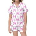 thumbnail image 1 of YUEHUA Toddler Girls Pajamas Silk Satin Pajama Set Heart Print 2 Piece Button Down Pjs Ruffle Valentine's Day Sleepwear, 1 of 4
