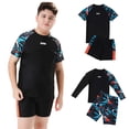 thumbnail image 1 of YUEHUA Toddler Kid Boys Plus Size Rash Guard Set for Kids Boys 2 Piece Short Sleeve Swim Shirts with Trunks Quick Dry Bathing Suits Swim Set, Size 140, 1 of 9