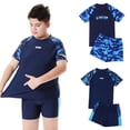 thumbnail image 1 of YUEHUA Toddler Kid Boys Plus Size Rash Guard Set for Kids Boys 2 Piece Short Sleeve Swim Shirts with Trunks Quick Dry Bathing Suits Swim Set, Size 190, 1 of 10