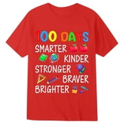 YUEHUA Toddler Kids Boys Girls 100 Days of School Teacher Kids Happy 100th Day of School T-Shirt