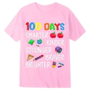 YUEHUA Toddler Kids Boys Girls 100 Days of School Teacher Kids Happy 100th Day of School T-Shirt