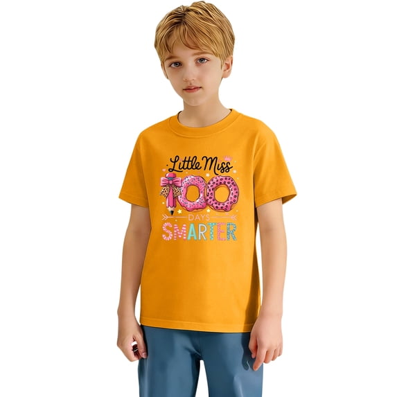 YUEHUA Toddler Kids Boys Girls Happy 100 Days of School Shirt School Celebration Student T-Shirt