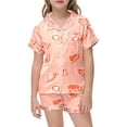 thumbnail image 1 of YUEHUA Toddler Kids Girls Pajama Set Silky PJS Button-Down Sleepwear Valentines Nightwear Loungewear Clothes Set Gifts, Size 8-9 Years, 1 of 4