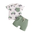 thumbnail image 1 of YUEHUA Toddler Short Sets Casual Retro Elastic Waist Shorts Cartoon Graphic Prints Soft Lightweight Fabric Summer 6 12 18 24 Months 2t 3t Clothing Set, 1 of 7