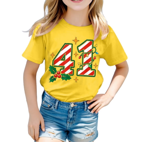 YUEHUA Toddler Six Seven 41 Pink Ice Cream for Kids Valentines Day Four One Meme 4 1 Short Sleeve T-Shirt for Girls