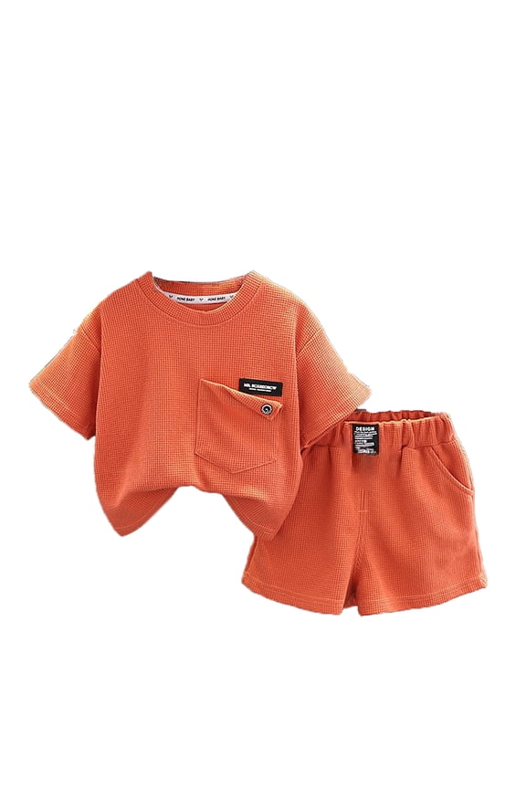 Toddler Size 3 Boys Summer Clothes Baby Boy Clothes Set Summer Outfit Short Sleeve Solid Color T Shirt Tops Pocket Shorts Set,Size 3-4 Years
