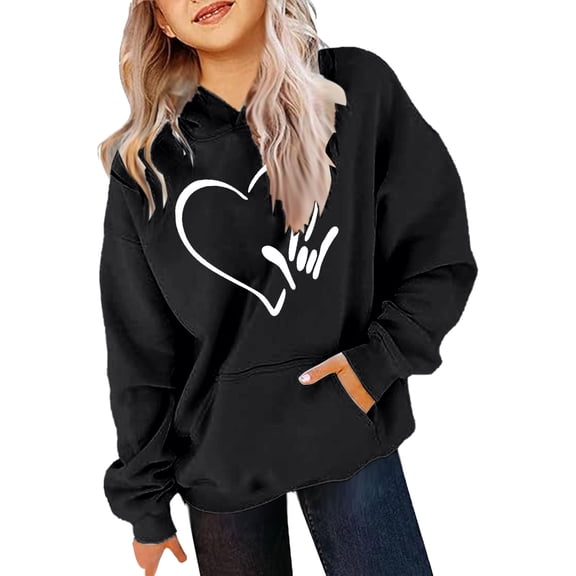 YUEHUA Valentine's Day Hoodies for Teen Girls Kids Boys Cute Sweatshirt Oversized Long Sleeve Pullover Tops Trendy Preppy Clothes, Size 12-13 Years