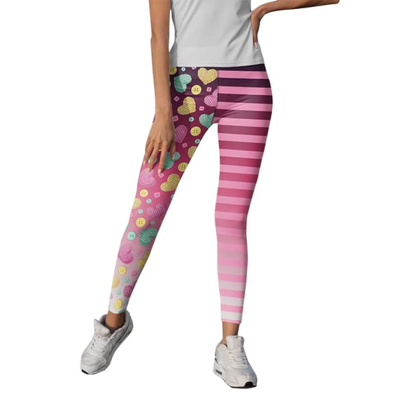 YUEHUA Valentine's Day Leggings for Women with Letters Lightweight Brushed Ultra Soft Buffalo Plaid Warm Spring Yoga Pants Tights for Women Running Workout Leggings for Women