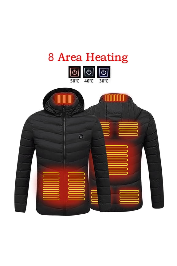 Women Heated Jacket,Windproof Heated Coat for Unisex Men with Detachable Hood, Smart Electric Heating Jacket for Skiing Camping Outdoor (no Battery)