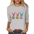 thumbnail image 1 of YUEHUA Women's Happy Easter Shirt Crew Neck 3/4 Sleeve Funny Tops Rabbit Graphic Colored Eggs Print Tee T-Shirts Easter Day Gifts, 1 of 6