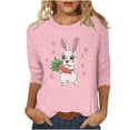 thumbnail image 1 of YUEHUA Women's Happy Easter Shirt Crew Neck 3/4 Sleeve Funny Tops Rabbit Graphic Colored Eggs Print Tee T-Shirts Easter Day Gifts, 1 of 6