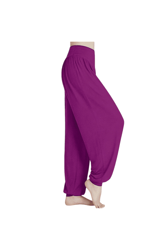 Women's Harem Trousers - Ladies Casual Pants -Elasticated Waist - Soft Stretchy Fabric - Full Length - Plus Size US