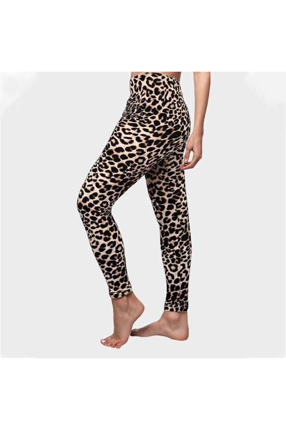 Women's Leopard Print High Waist Yoga Leggings, Tummy Control Butt Lifting Pants, Stretchy Compression Workout Tights for Casual & Streetwear