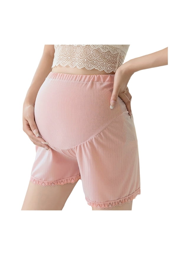 Women's Maternity Thin Ice Silk Shorts Lounge Sleep Pajama Workout Comfy Stretchy Pregnancy Shorts