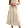 thumbnail image 1 of YUEHUA Women's Summer Casual Elegant Smock Layered Tiered Maxi Skirt High Waisted A Line Flowy Long Skirts, 1 of 9