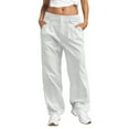 thumbnail image 1 of YUEHUA Women's Wool Blend Elastic Waist Straight Leg Business Casual Pants 2026, 1 of 5
