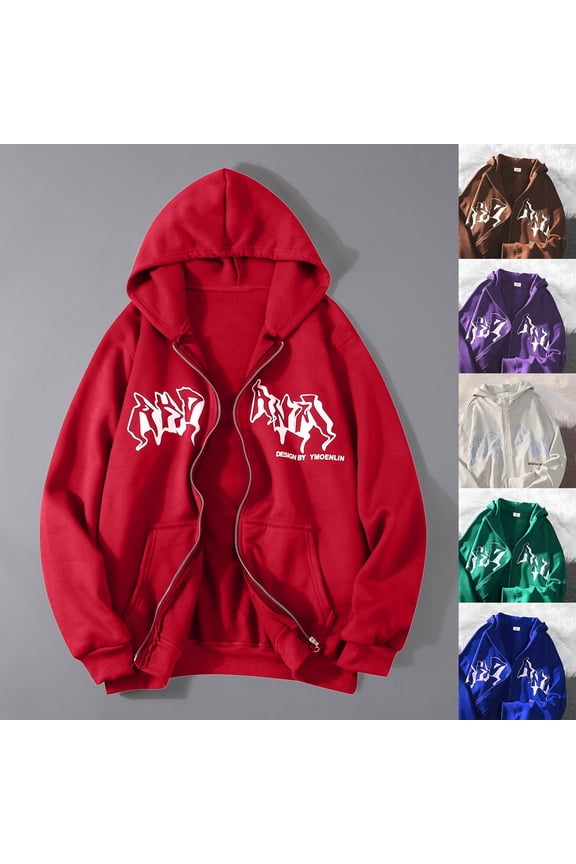 Women's Y2K Jacket, Zip-Up Hoodies, Hip Hop Sweatshirt, Vintage, Goth Print, Hooded Jacket, Street Fashion, Unisex Sweat Jacket with Hood, ‘90s E-Girl Top