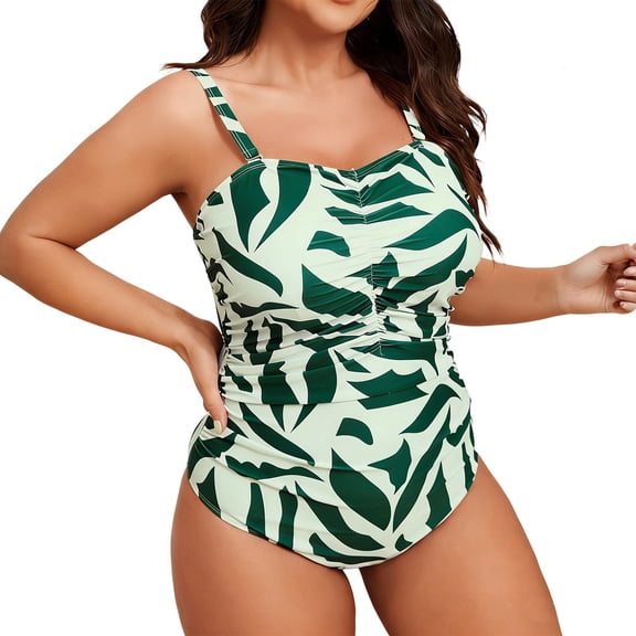 YUEHUA Womens Plus Size One Piece Swimsuit- Bathing Suit Full Coverage Swimwear